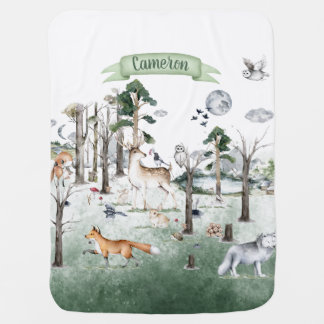 Whimsical Animals in the Woodland Customizable Baby Blanket