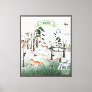 Whimsical Animals in the Woodland Customizable Canvas Print