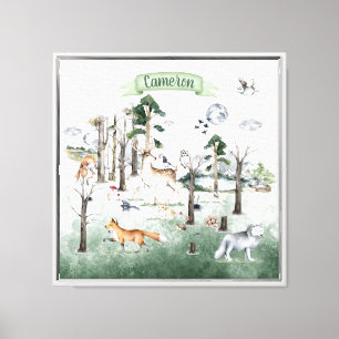 Whimsical Animals in the Woodland Customizable Canvas Print