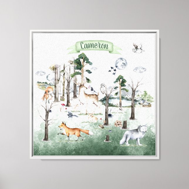 Whimsical Animals in the Woodland Customizable Canvas Print (Front)