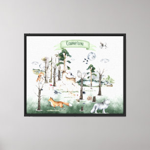 Whimsical Animals in the Woodland Customizable Canvas Print