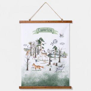 Whimsical Animals in the Woodland Customizable Hanging Tapestry