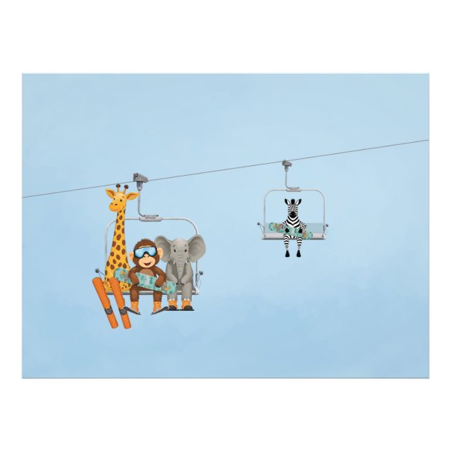 Whimsical Animals Riding Chairlift Poster (Front)