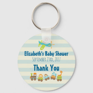 Whimsical Animals Toy Train Baby Shower Thanks Keychain