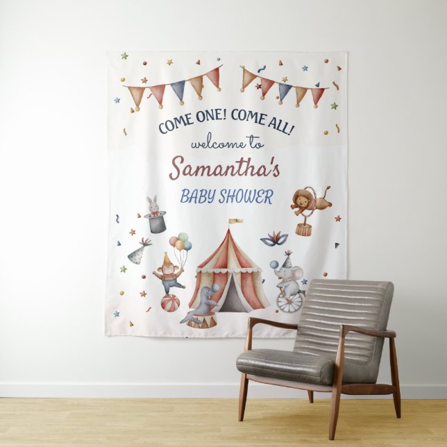 Whimsical AnimalsCircus Party Baby Shower Backdrop (In Situ)