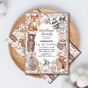 Whimsical Any Age Woodland Animals Birthday Party Invitation