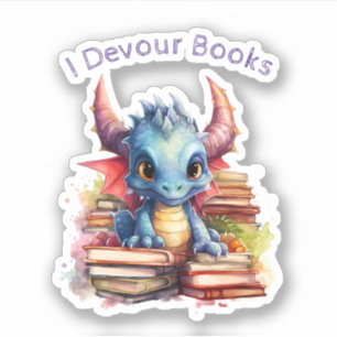 *~* Whimsical AP88 Dragon READING devouring BOOK Sticker
