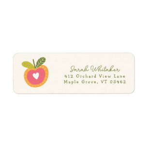 Whimsical Apple Autumn Green Cute Modern Label