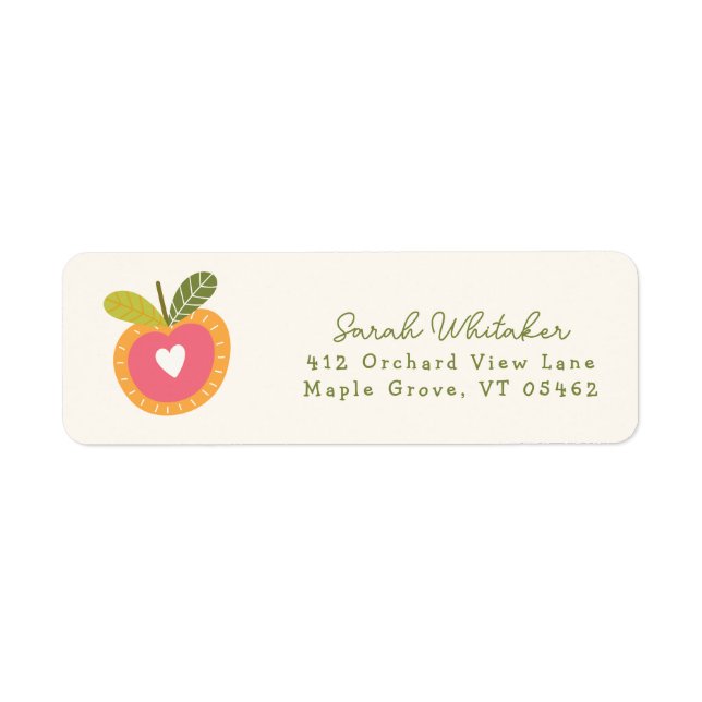 Whimsical Apple Autumn Green Cute Modern Label (Front)