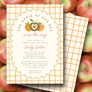 Whimsical Apple of Our Eye Autumn Gender Neutral Invitation