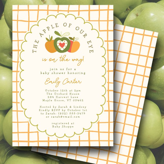  Whimsical Apple of Our Eye Autumn Gender Neutral Invitation (Creator Uploaded)