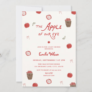 Whimsical Apple of Our Eye Baby Shower Invitation
