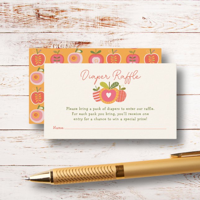 Whimsical Apple Theme Baby Shower Diaper Raffle  Enclosure Card (Creator Uploaded)