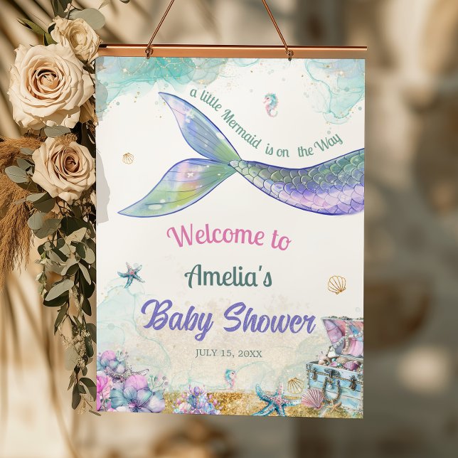 Whimsical Aqua Lilac Mermaid Tail Celebration Poster (Creator Uploaded)