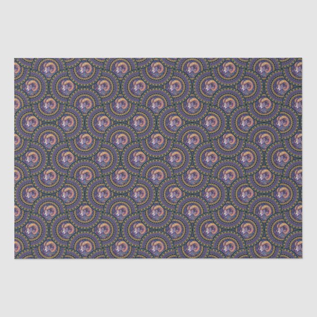 Whimsical Aries Astrology Mandala Art Deco Fans Tissue Paper (Front)