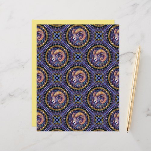 Whimsical Aries Astrology Mandala Geometric Tile