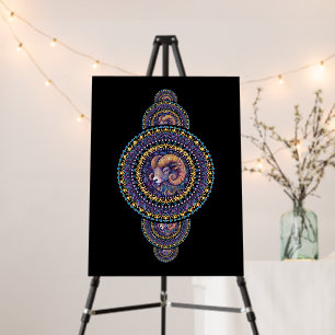 Whimsical Aries Ornamental Mandala Wall Art Foam Board