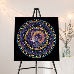 Whimsical Aries Zodiac Dot Mandala Wall Art Foam Board