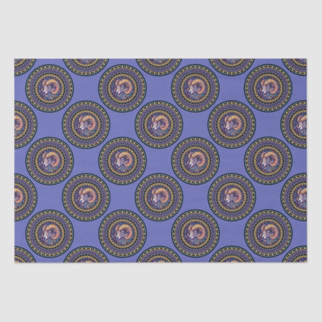 Whimsical Aries Zodiac Sign Polka Dot Mandala Tissue Paper (Front)