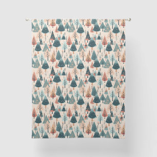 Whimsical Art Deco Mountain Trees Pattern Sheer Curtains