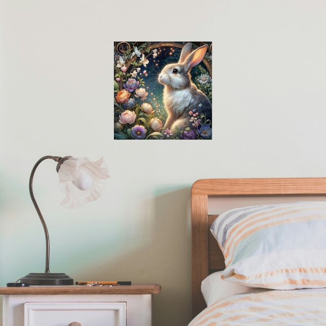 Whimsical Art Nouveau Bunny Floral Elegance  Poster (Creator Uploaded)