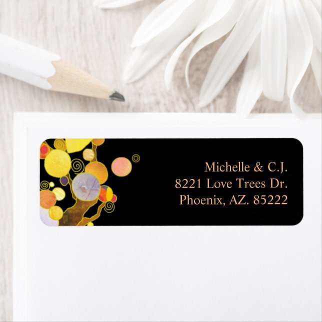 Whimsical Art Nouveau Trees Wedding Address Label (Insitu)