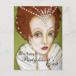 Whimsical Art Queen Costume Masquerade Birthday Invitation Postcard