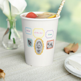 Whimsical "Artist of the Day" Custom Photo  Paper Cups