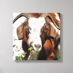 Whimsical Artistic Portrait Of A Goat Grazing Canvas Print