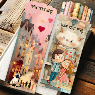 Whimsical Artistic Romance Cat Lover Bookmarks
