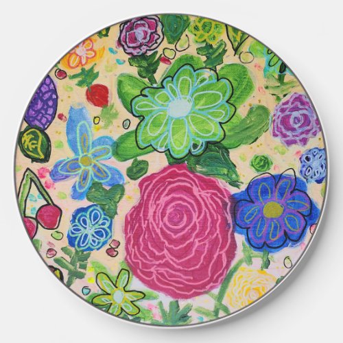 Whimsical Artsy Flowers  Fruits Wireless Charger