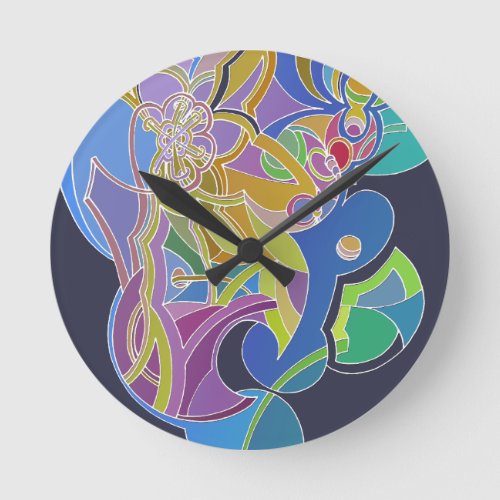 Whimsical Artwork Round Clock