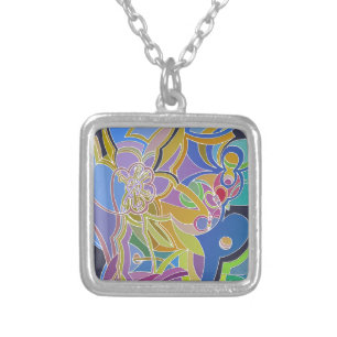 Whimsical Artwork Silver Plated Necklace