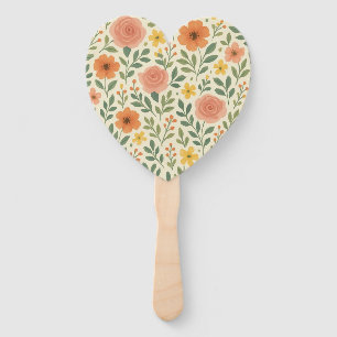 Whimsical Autumn Blooms Pattern Hand Fan