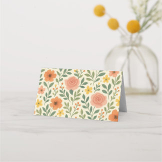 Whimsical Autumn Blooms Pattern Place Card