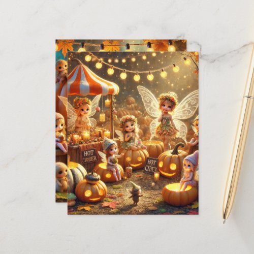Whimsical Autumn Fairy Market Scrapbook Paper