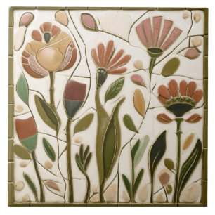 Whimsical Autumn Fall Floral Flowers Ceramic Tile