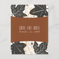 Whimsical Autumn Fall Leaves Acorns Save the Date