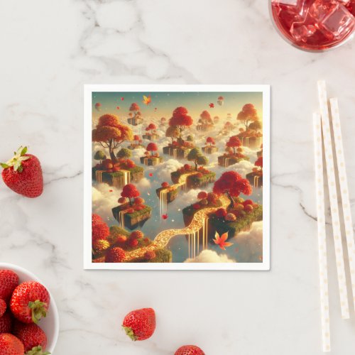 Whimsical Autumn Floating Islands Decoupage Napkins