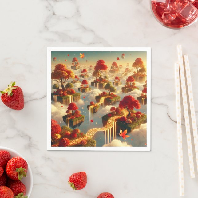 Whimsical Autumn Floating Islands Decoupage Napkins (Insitu)