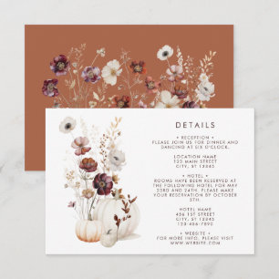 Whimsical Autumn Floral Wedding Enclosure Card