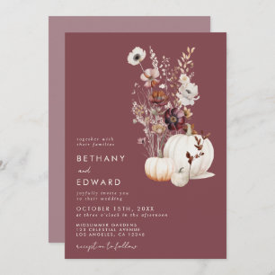 Whimsical Autumn Floral Wedding Invitation