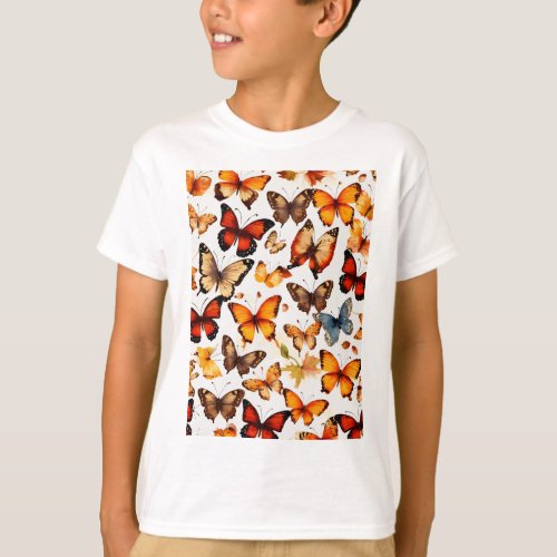 Whimsical Autumn Flutter Kids T_Shirt