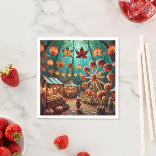 Whimsical Autumn Forest Carnival Decoupage Napkins