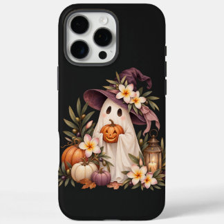 Whimsical Autumn Ghost with Pumpkins and Flowers iPhone 16 Pro Max Case