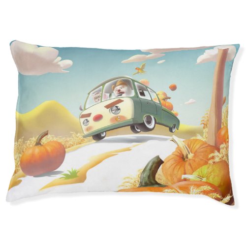 Whimsical Autumn Harvest Journey Pet Bed