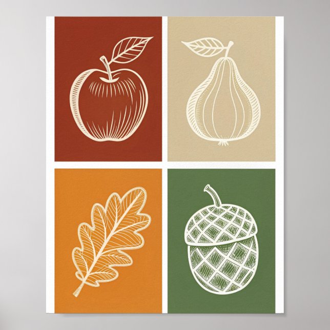 Whimsical Autumn Harvest Set Poster (Front)