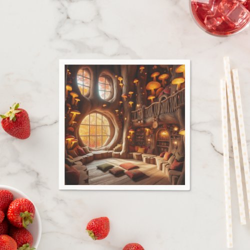 Whimsical Autumn Hollowed-Out Tree Decoupage Napkins