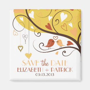 Whimsical Autumn Lovebirds Save the Date Magnet