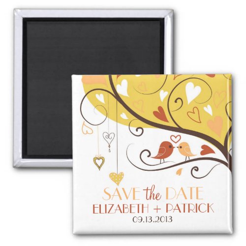 Whimsical Autumn Lovebirds Save the Date Magnet